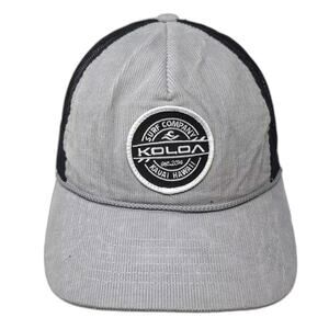 Koloa Surf Co Corduroy Trucker Hat Gray Black One Size Mesh Snapback Adjustable
